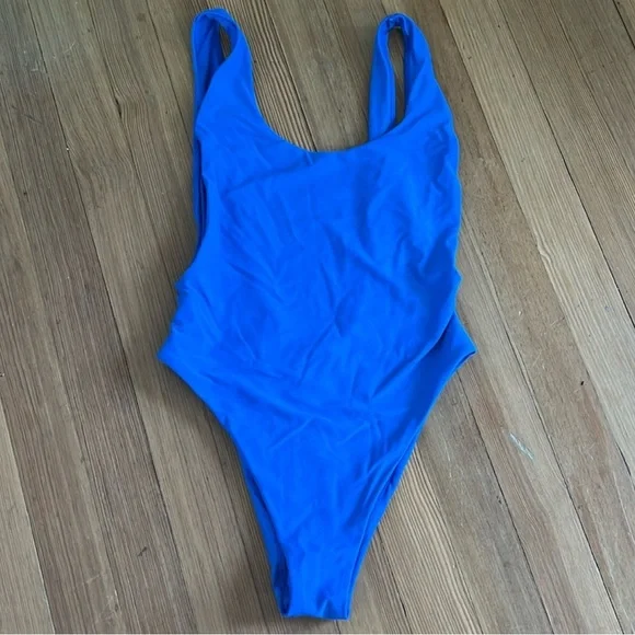 Aerie ROYAL BLUE One-Piece Swimsuit Pluge Sides + Scoop Neck - Picture 3 of 6